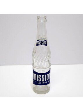 Mission Of California King Size 10 Fl Oz Clear Glass Soda Bottle Circa 1960 VTG